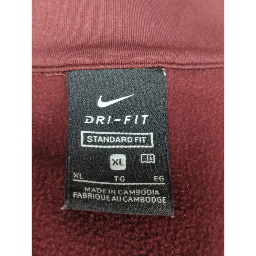 Nike Dri Fit Mens Full Zip Jacket Maroon Gray Standard Fit Training XL